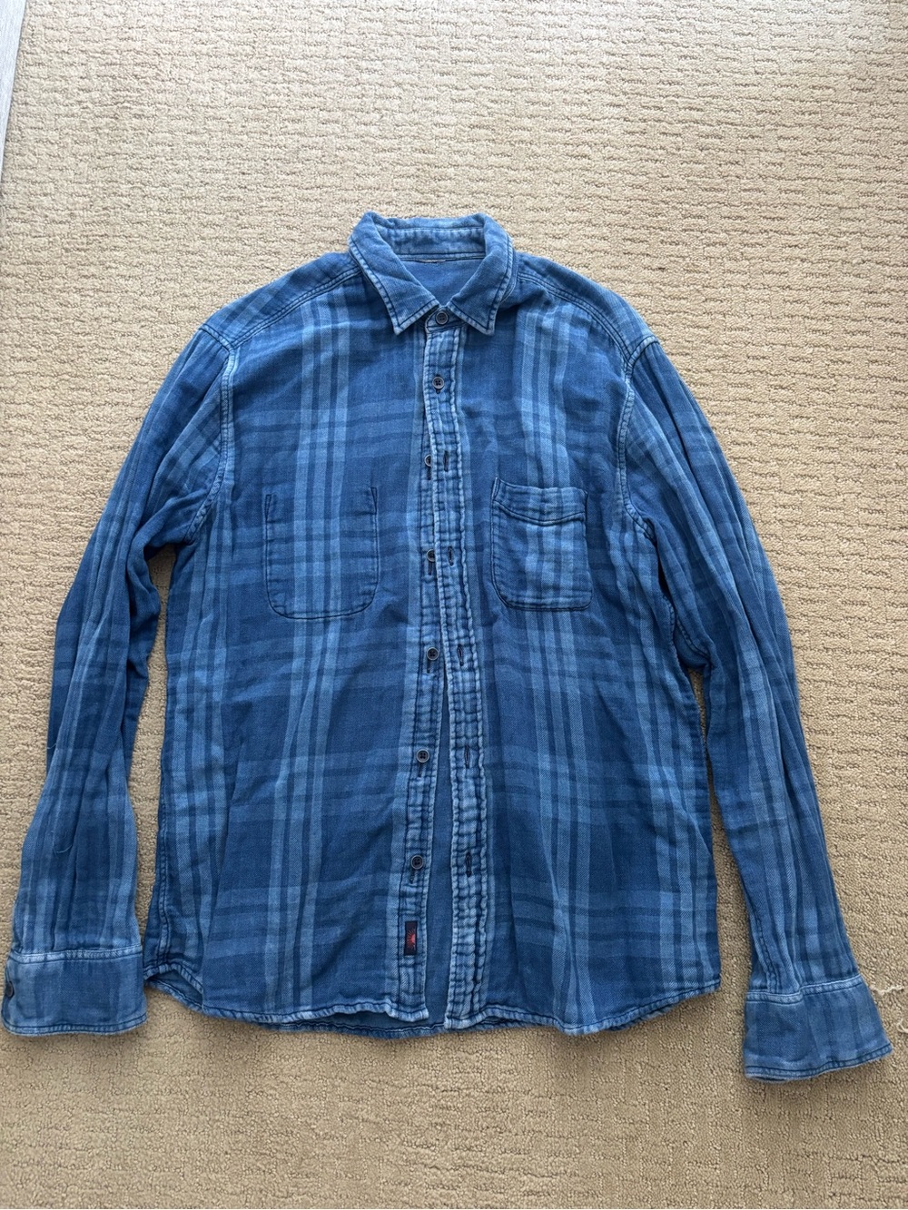 Faherty Men’s Like New Blue Plaid Button-Down Shirt Size M
